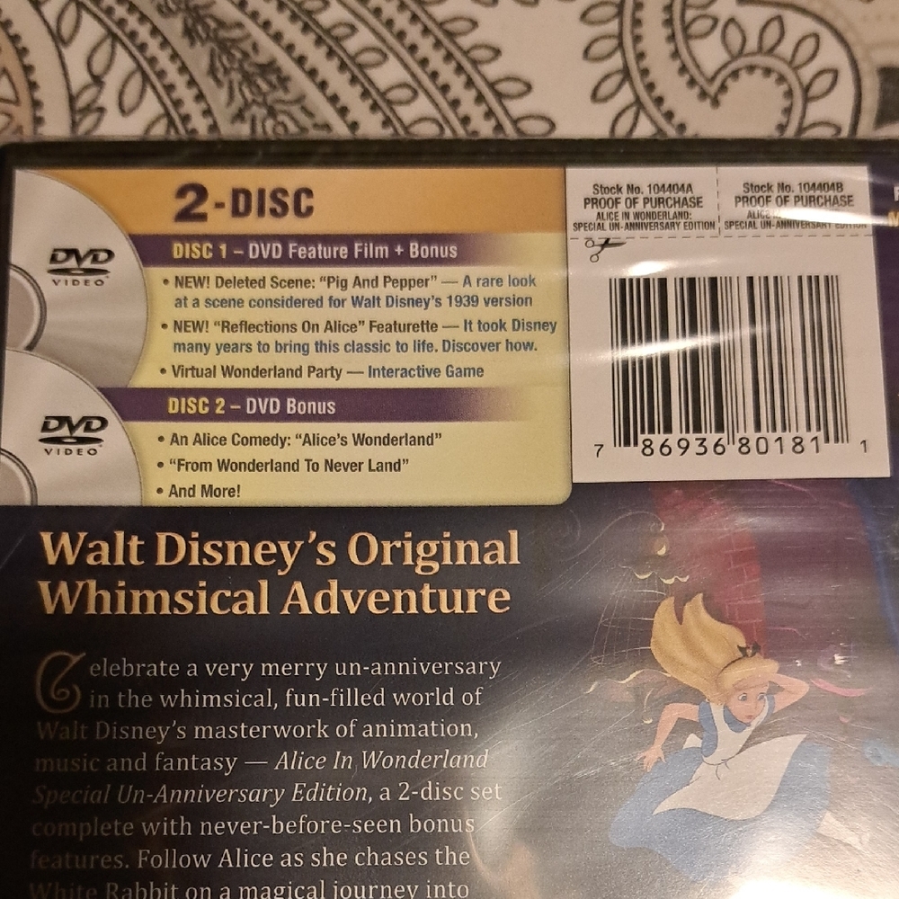 Disney SEALED Alice in Wonderland Special Edition DVD - Picture 4 of 4